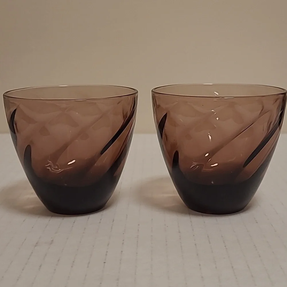Vintage Amethyst Cocktail Pitcher with 2 Cocktail Glasses